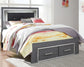 Lodanna Full Panel Bed with 2 Storage Drawers with Mirrored Dresser and Chest