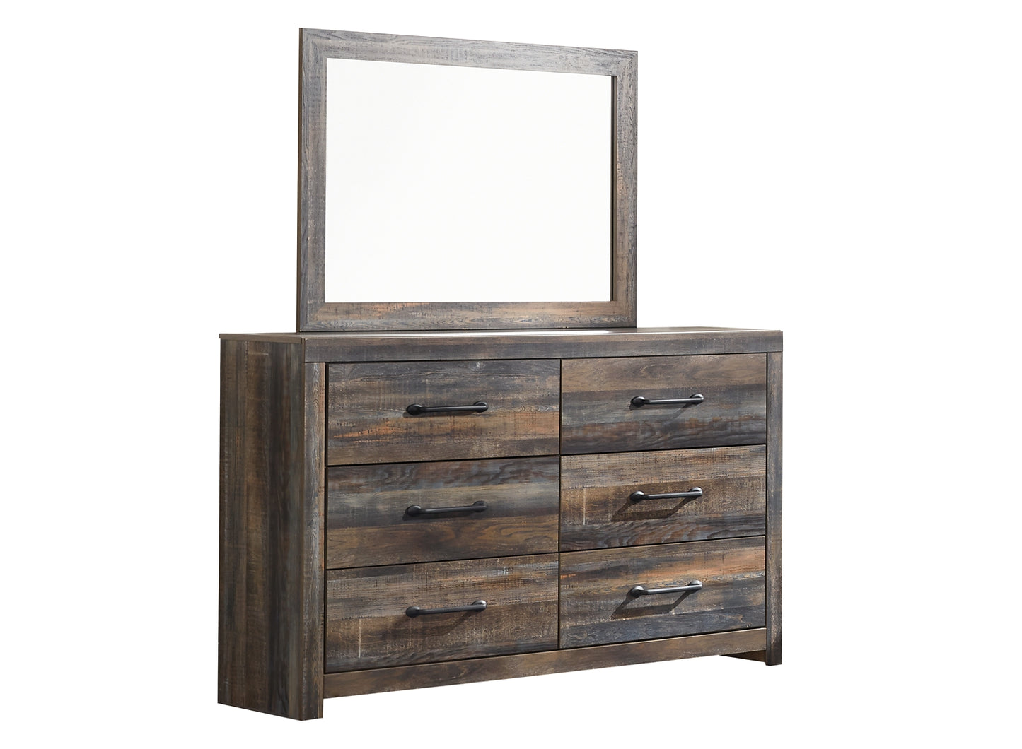 Drystan Full Panel Headboard with Mirrored Dresser and Chest