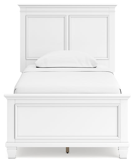 Fortman Twin Panel Bed with Mirrored Dresser, Chest and Nightstand