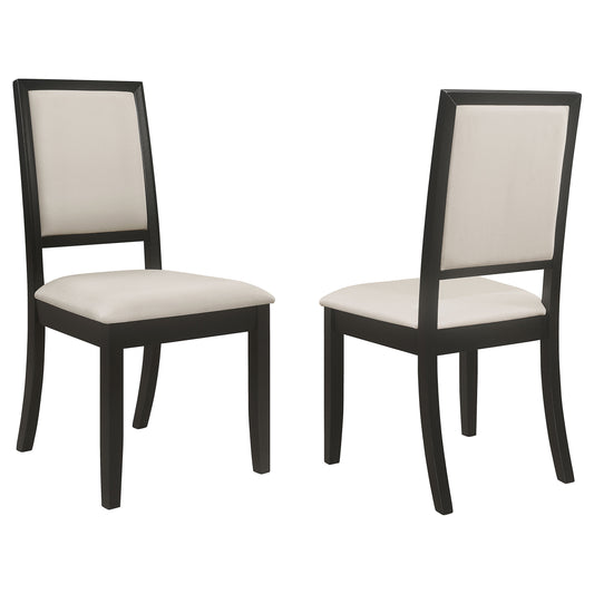 Louise Upholstered Wood Dining Side Chair Black (Set of 2)