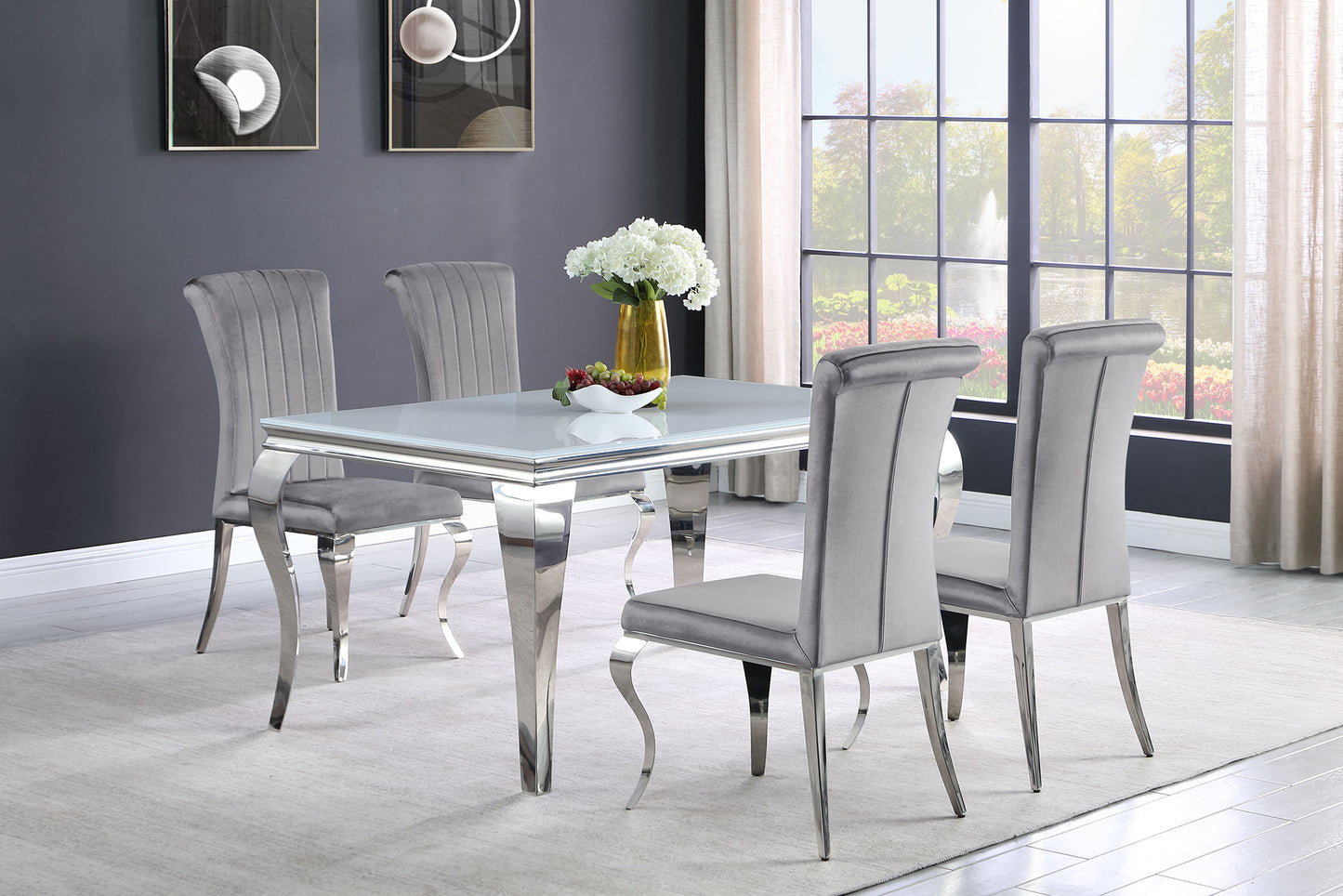 Betty Velvet Upholstered Dining Side Chair Grey (Set of 4)