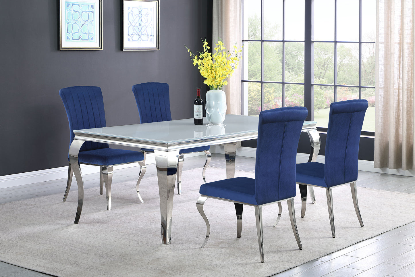 Betty Velvet Upholstered Dining Chair Ink Blue (Set of 4)