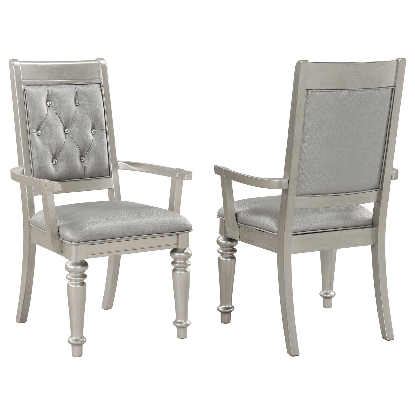 Bling Game Dining Arm Chair Metallic Platinum (Set of 2)