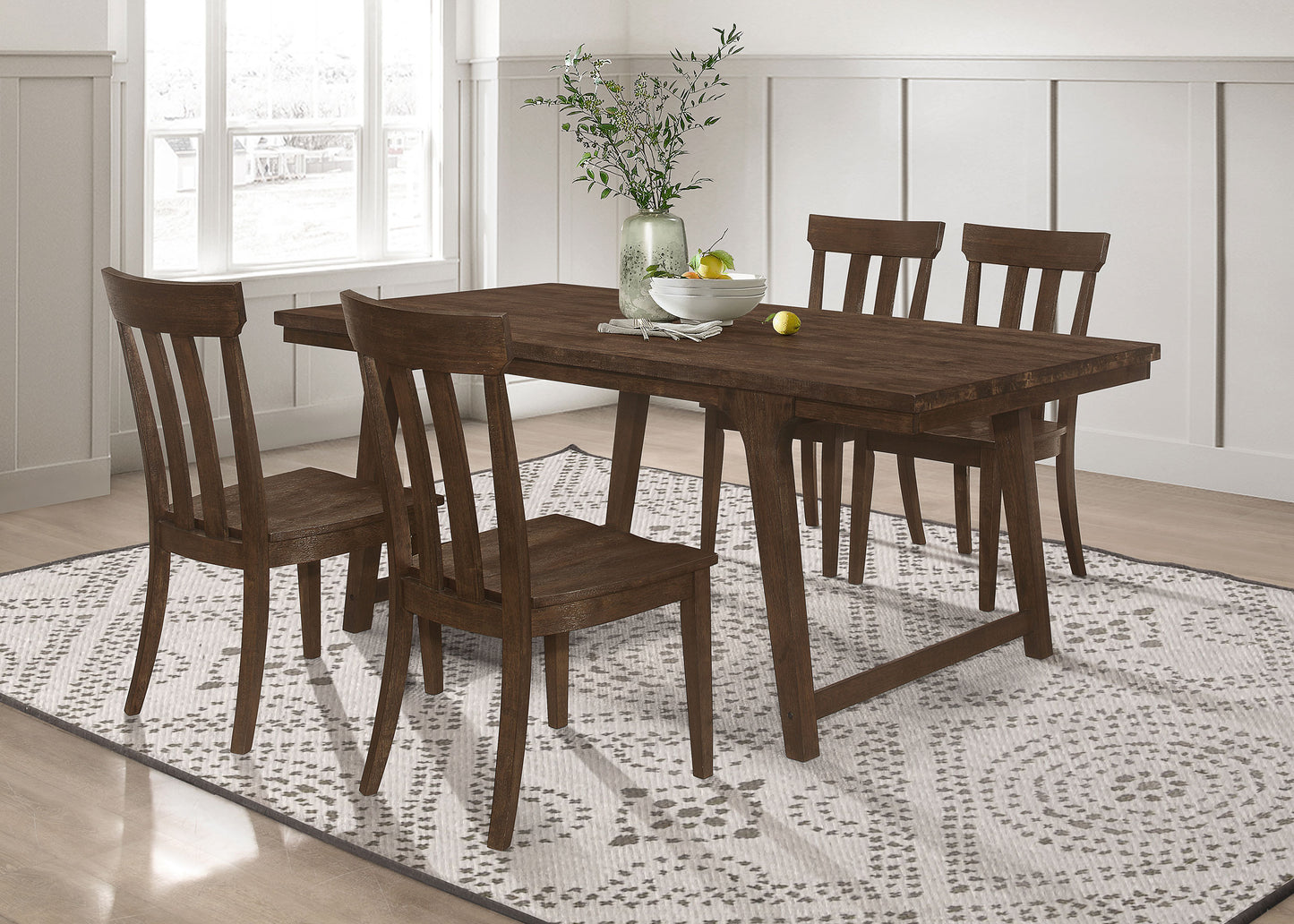 Reynolds 5-piece Rectangular Dining Table Set Brown Oak