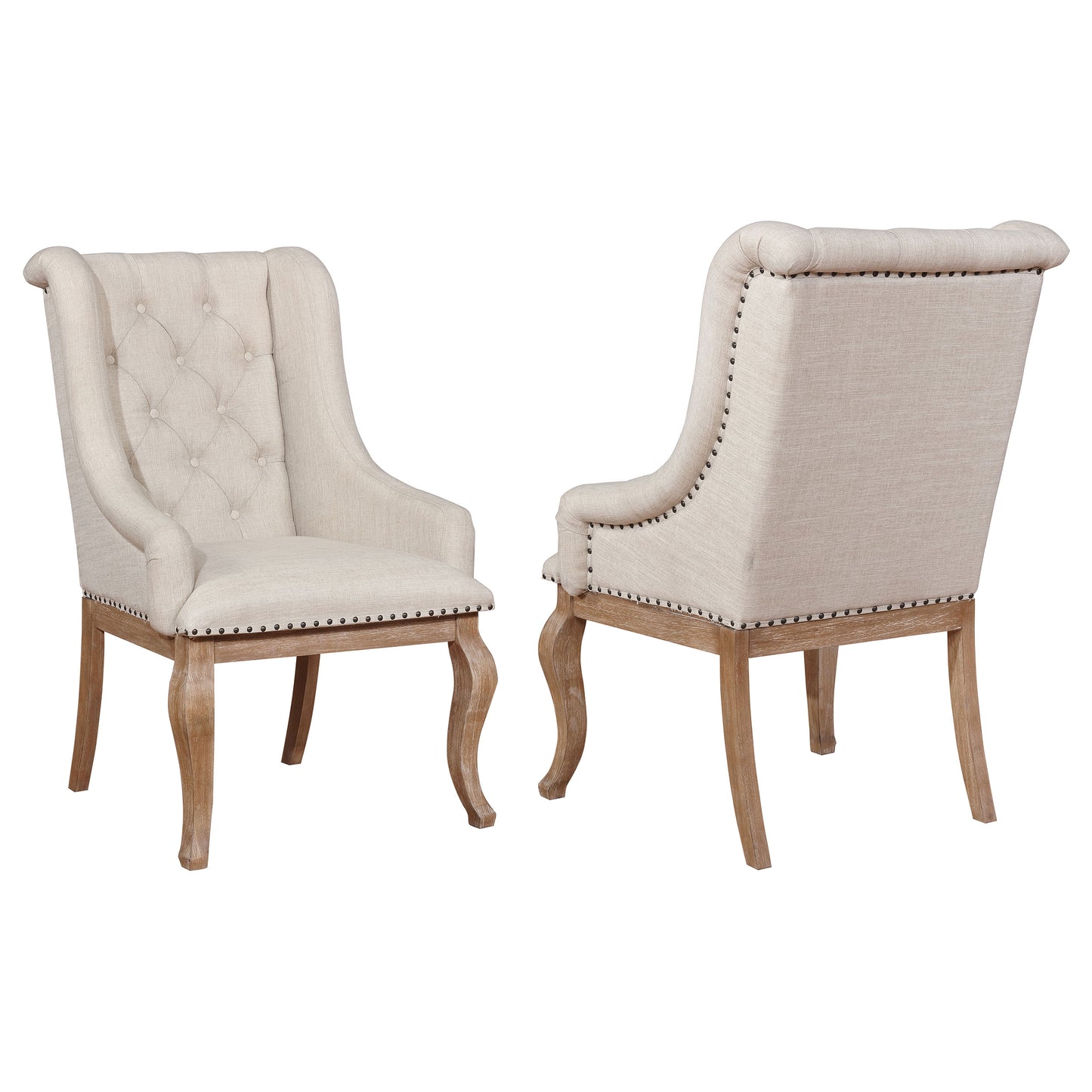 Brockway Upholstered Arm Chair Barley Brown (Set of 2)