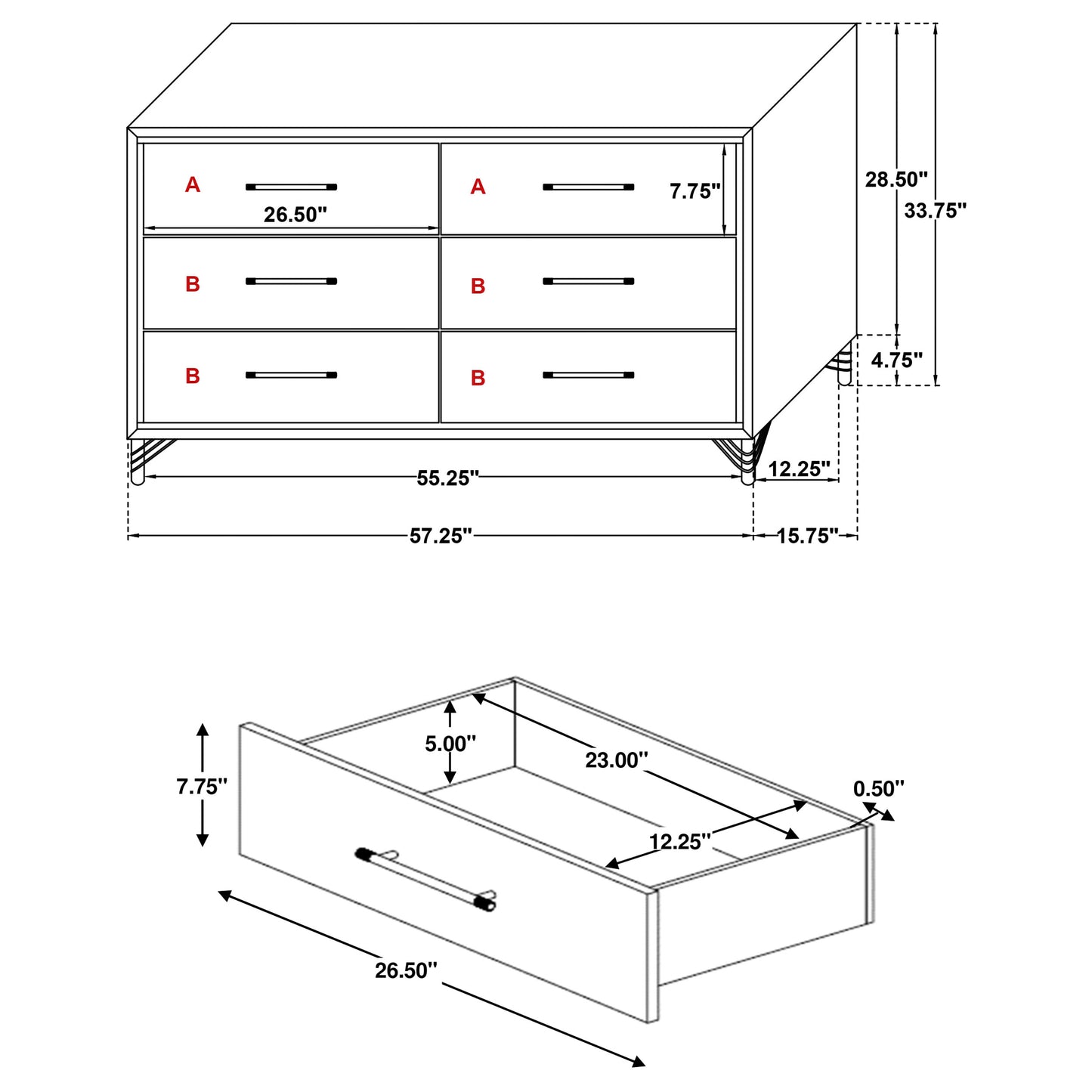 Lucia 6-drawer Dresser Cabinet White