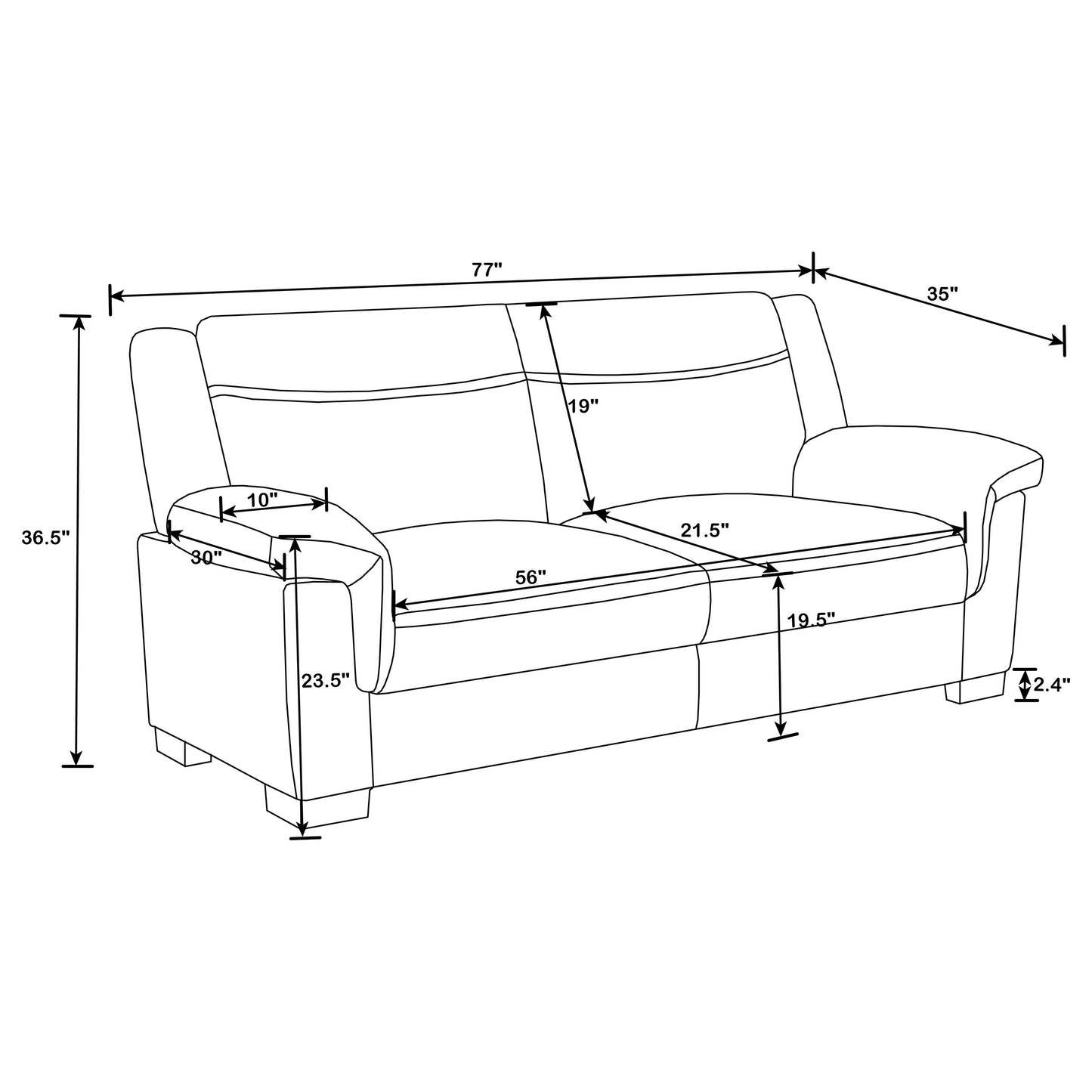 Arabella 2-piece Upholstered Padded Arm Sofa Set Grey