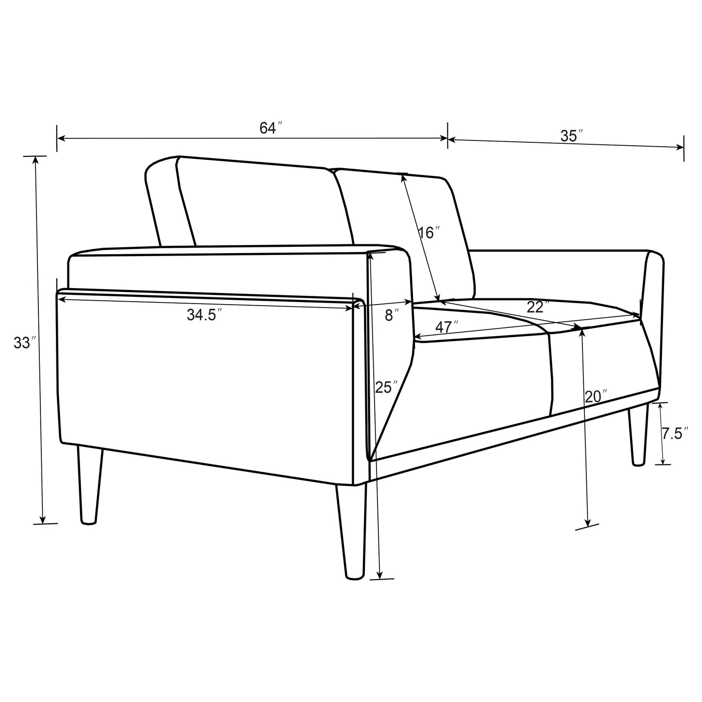 Rilynn 2-piece Upholstered Track Arm Sofa Set Grey