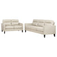 Jonah 2-piece Upholstered Track Arm Sofa Set Ivory