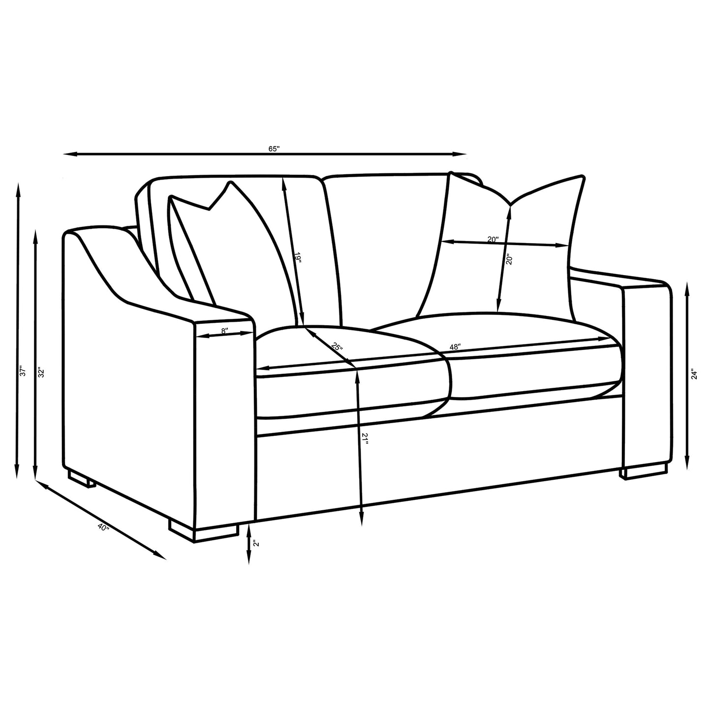 Ashlyn 3-piece Upholstered Sloped Arm Sofa Set White