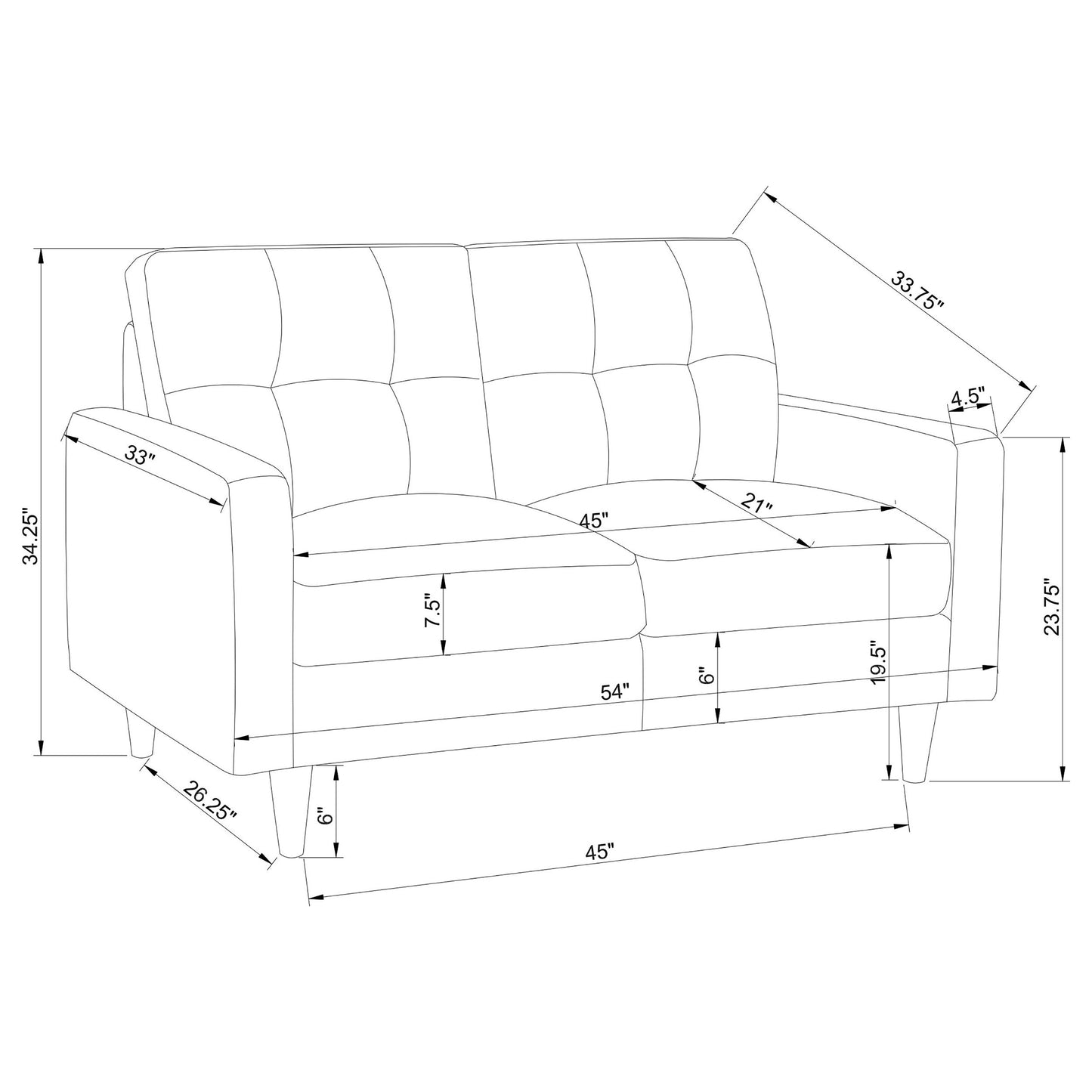 Watsonville 2-piece Upholstered Track Arm Sofa Set Grey