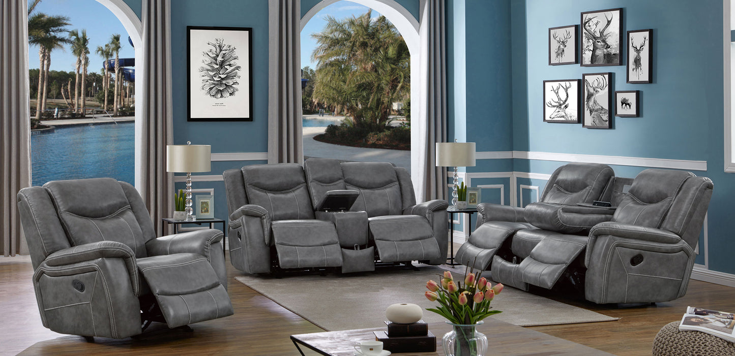 Conrad Upholstered Padded Arm Motion Sofa Grey