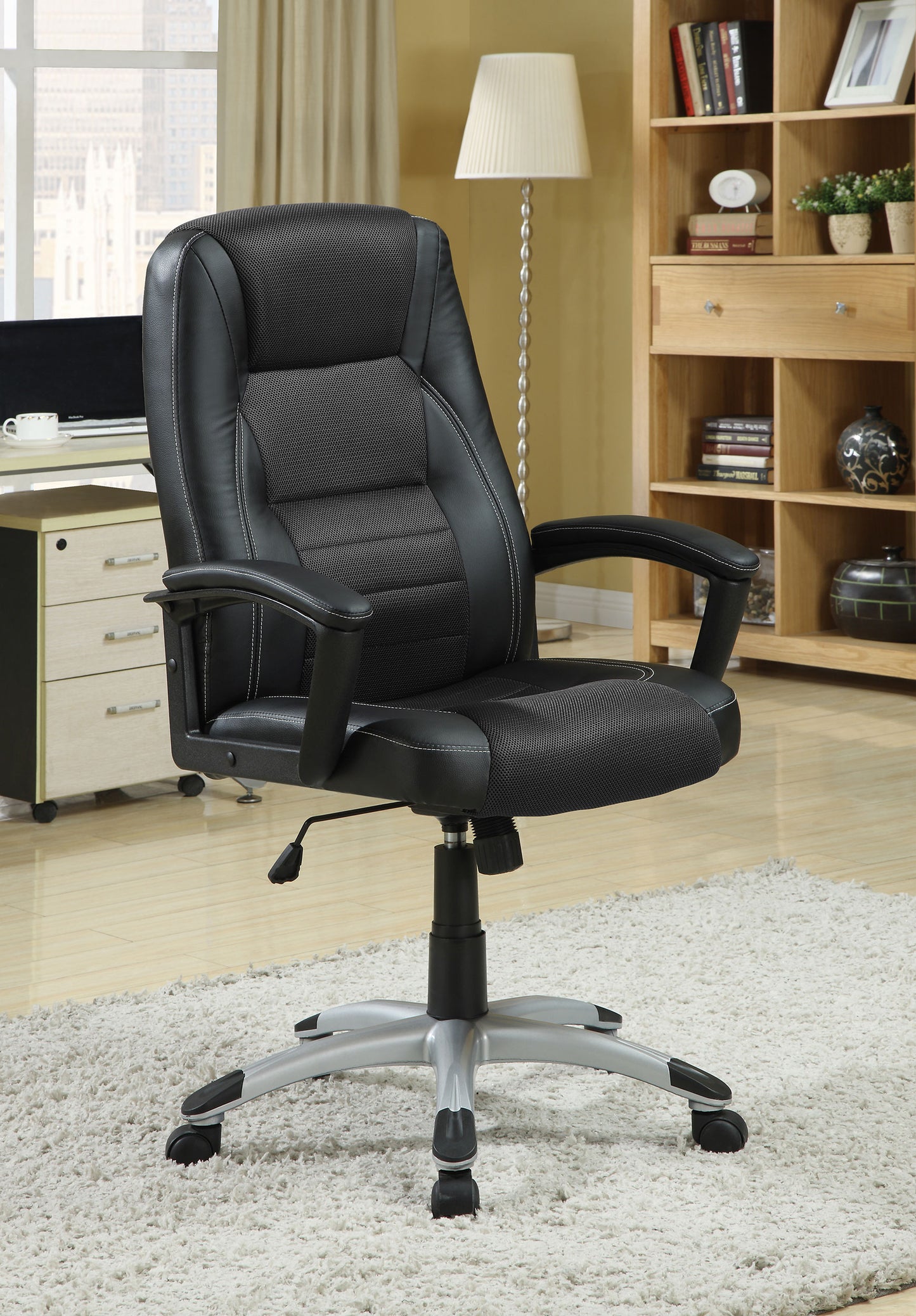 Dione Upholstered Adjustable Home Office Desk Chair Black