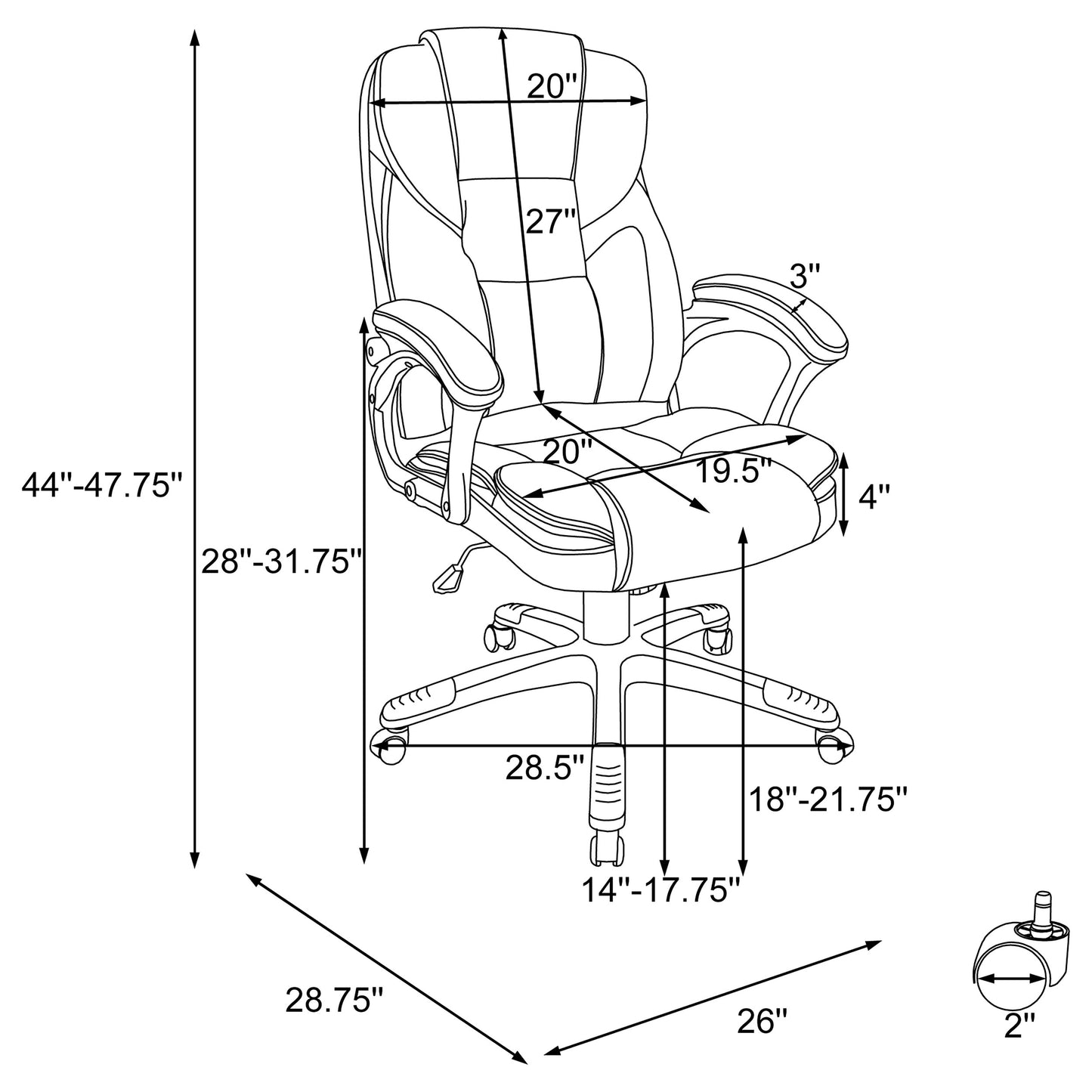 Kaffir Upholstered Adjustable Home Office Desk Chair White