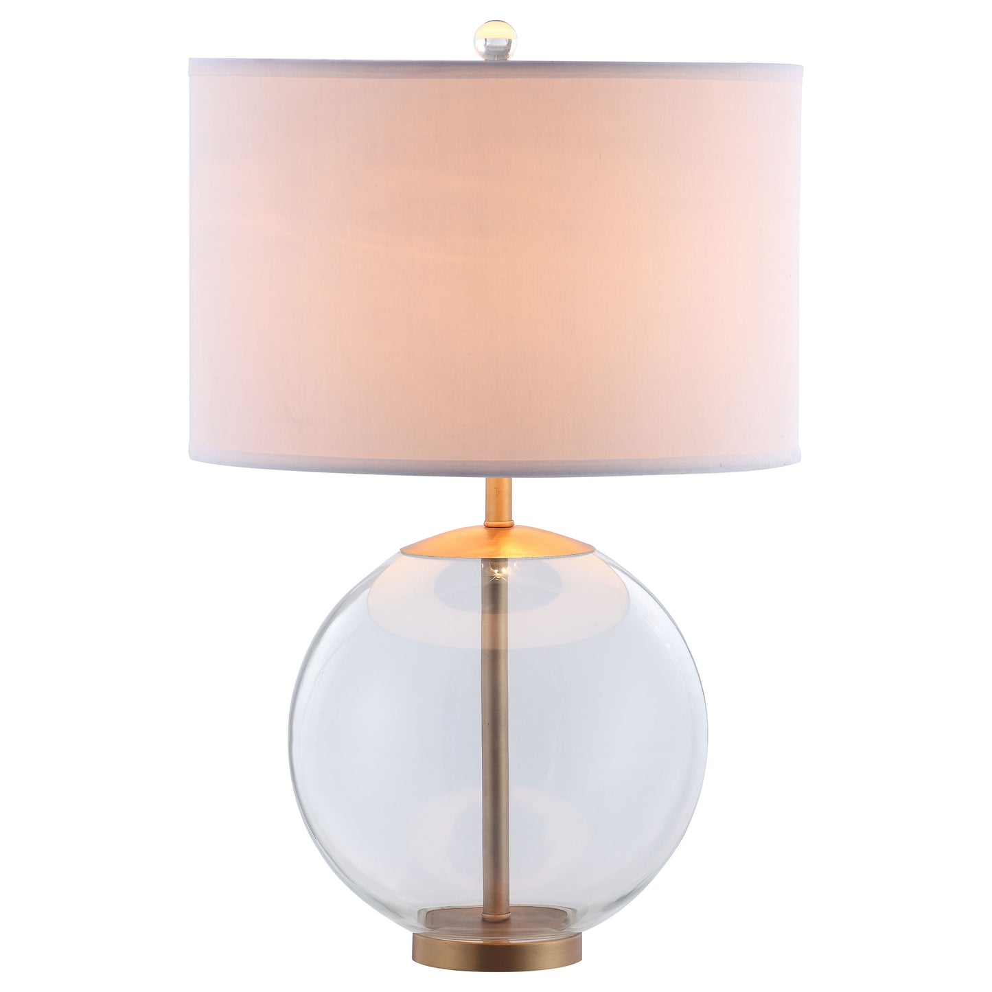 Kenny 27-inch Drum Shade Clear Glass Table Lamp Brass