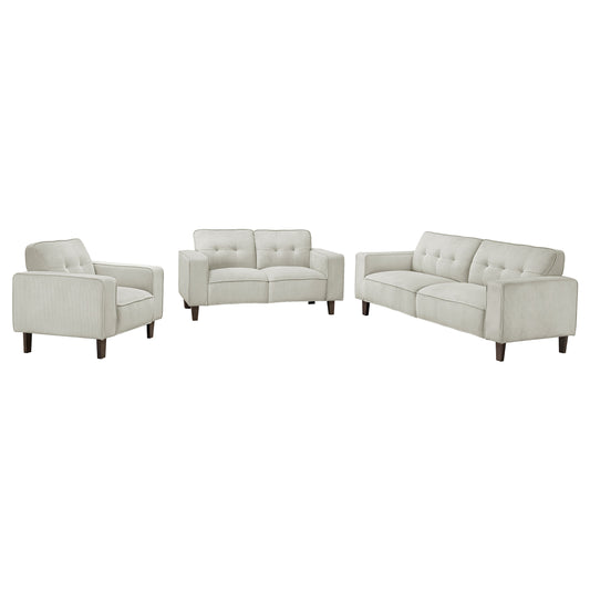 Deerhurst 3-piece Upholstered Track Arm Sofa Set Greige