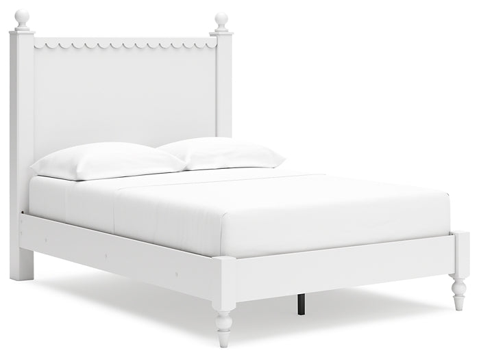 Mollviney Full Panel Bed with Mirrored Dresser