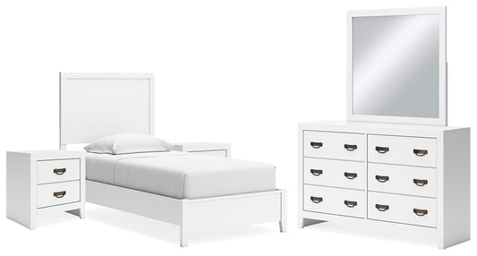 Binterglen Twin Panel Bed with Mirrored Dresser and 2 Nightstands