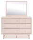 Wistenpine Twin Upholstered Panel Bed with Mirrored Dresser and Nightstand