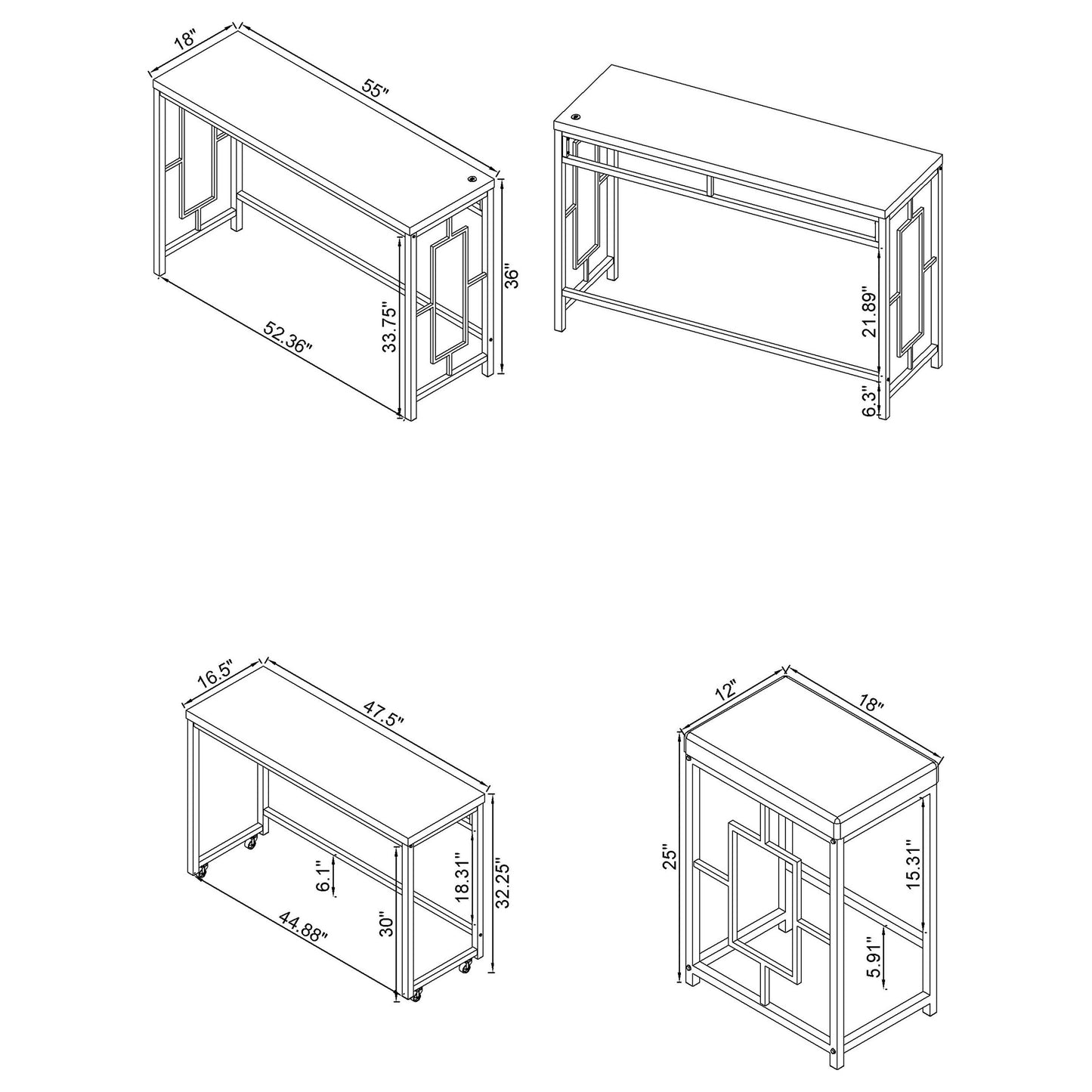 Jackson 4-piece Multipurpose Counter Height Table Set White