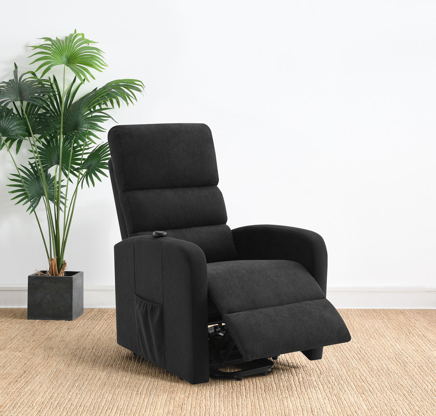 Amsdell Upholstered Power Lift Recliner with Remote Black