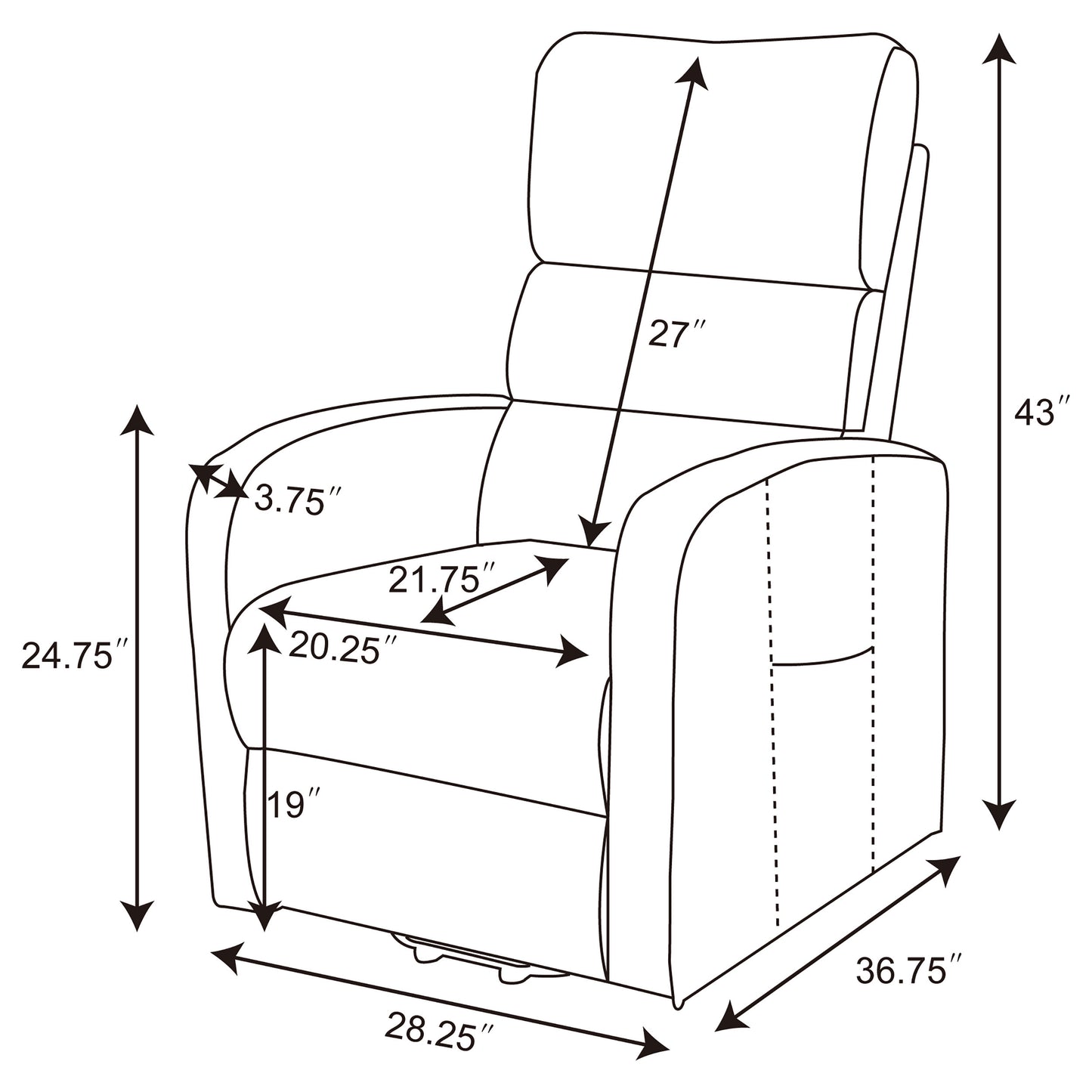 Amsdell Upholstered Power Lift Recliner with Remote Black