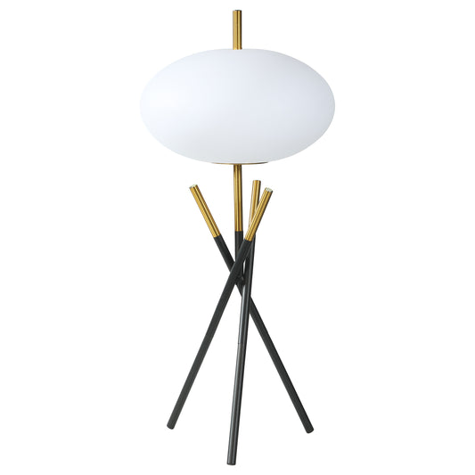 Layton White Orb Shade Tripod Table Lamp Black