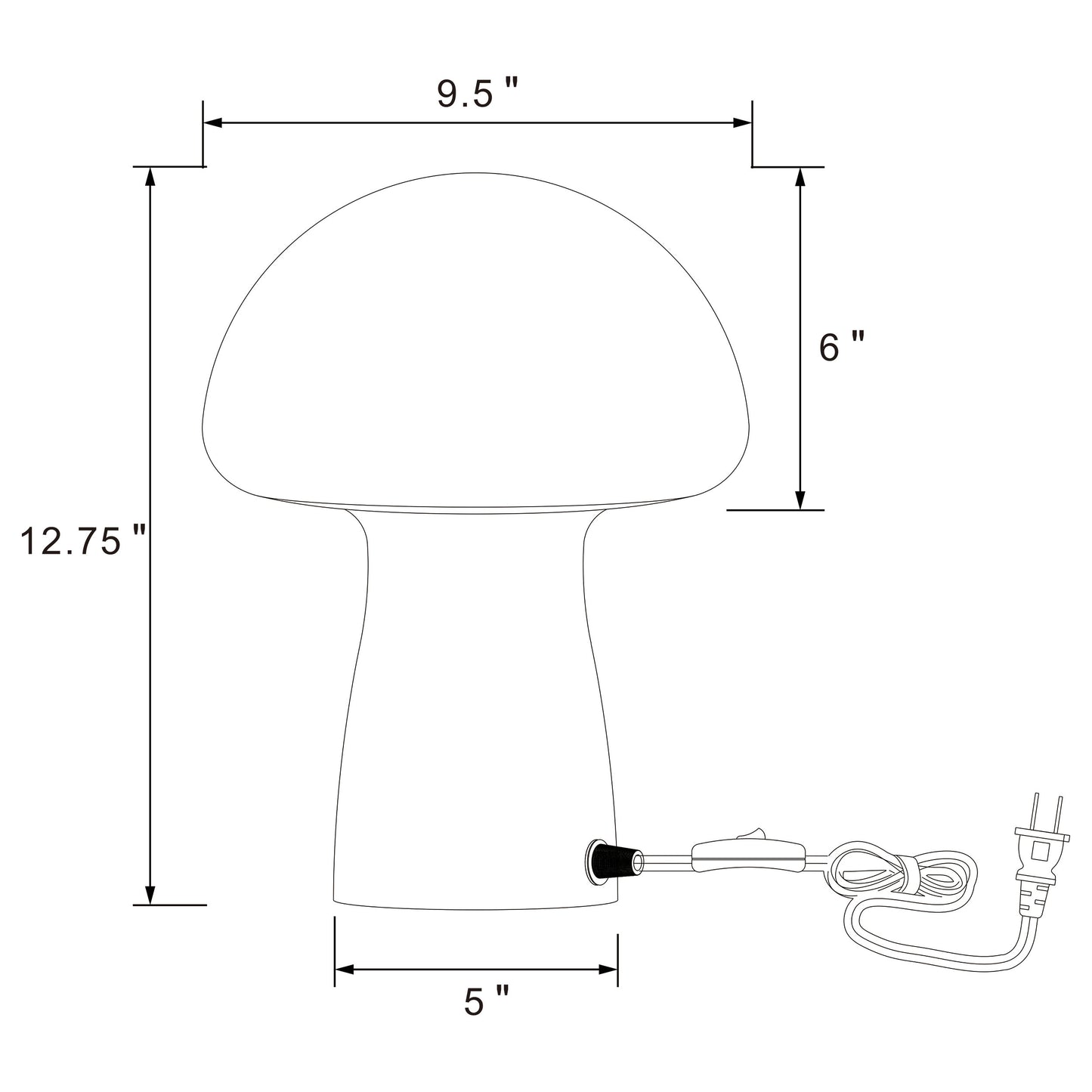 Kanaby Mushroom Shaped Glass Bedside Table Lamp White