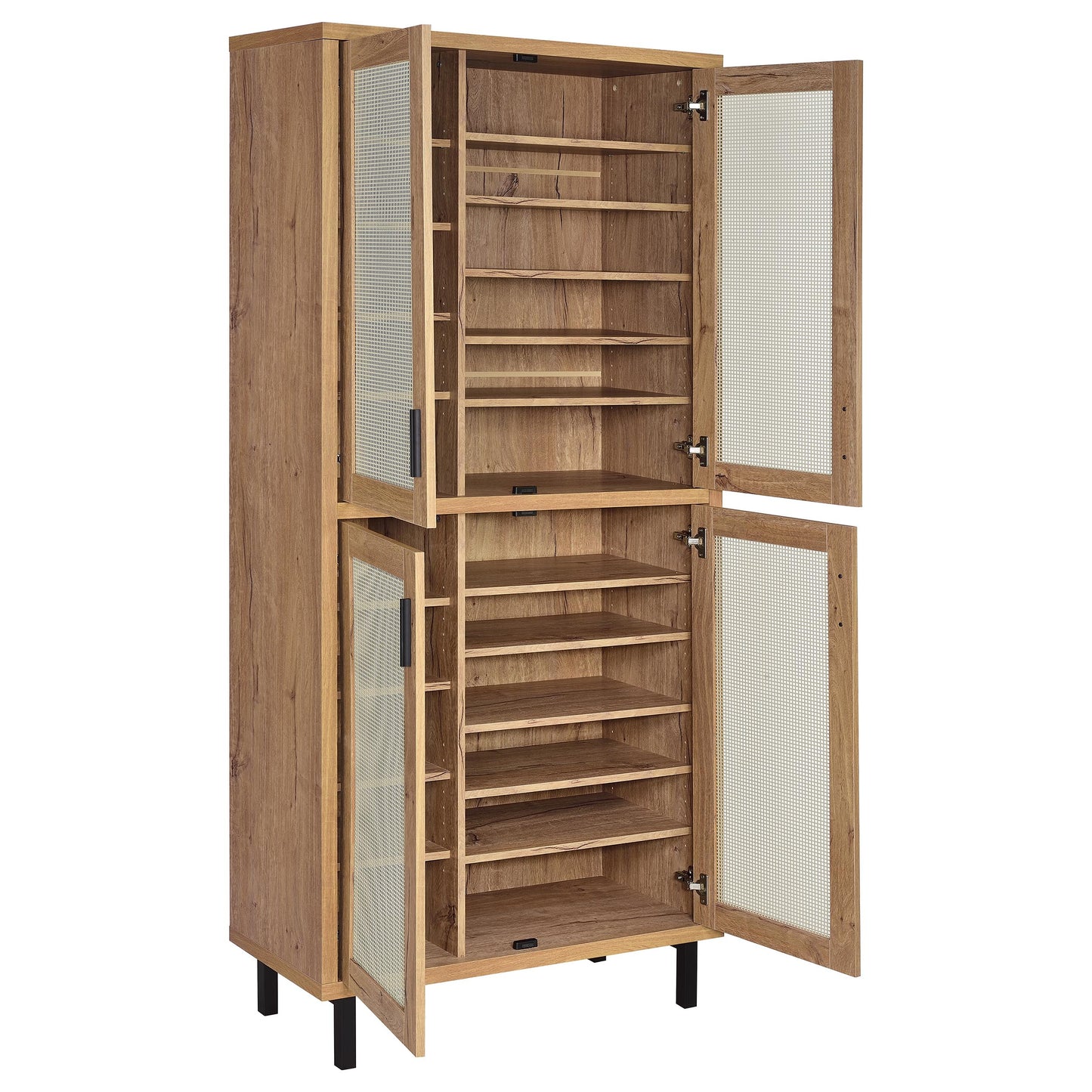 Teller 80-inch 4-door Tall Shoe Storage Cabinet Natural Oak