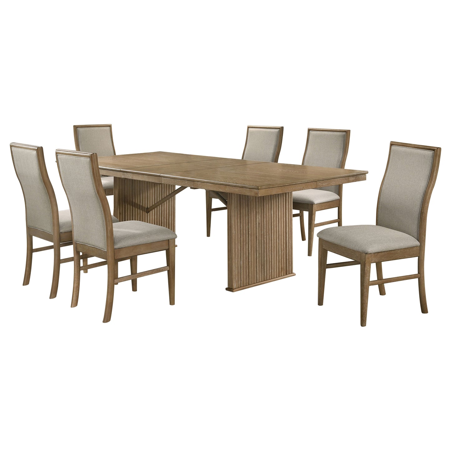 Adina 7-piece Extension Dining Set Distressed Light Brown