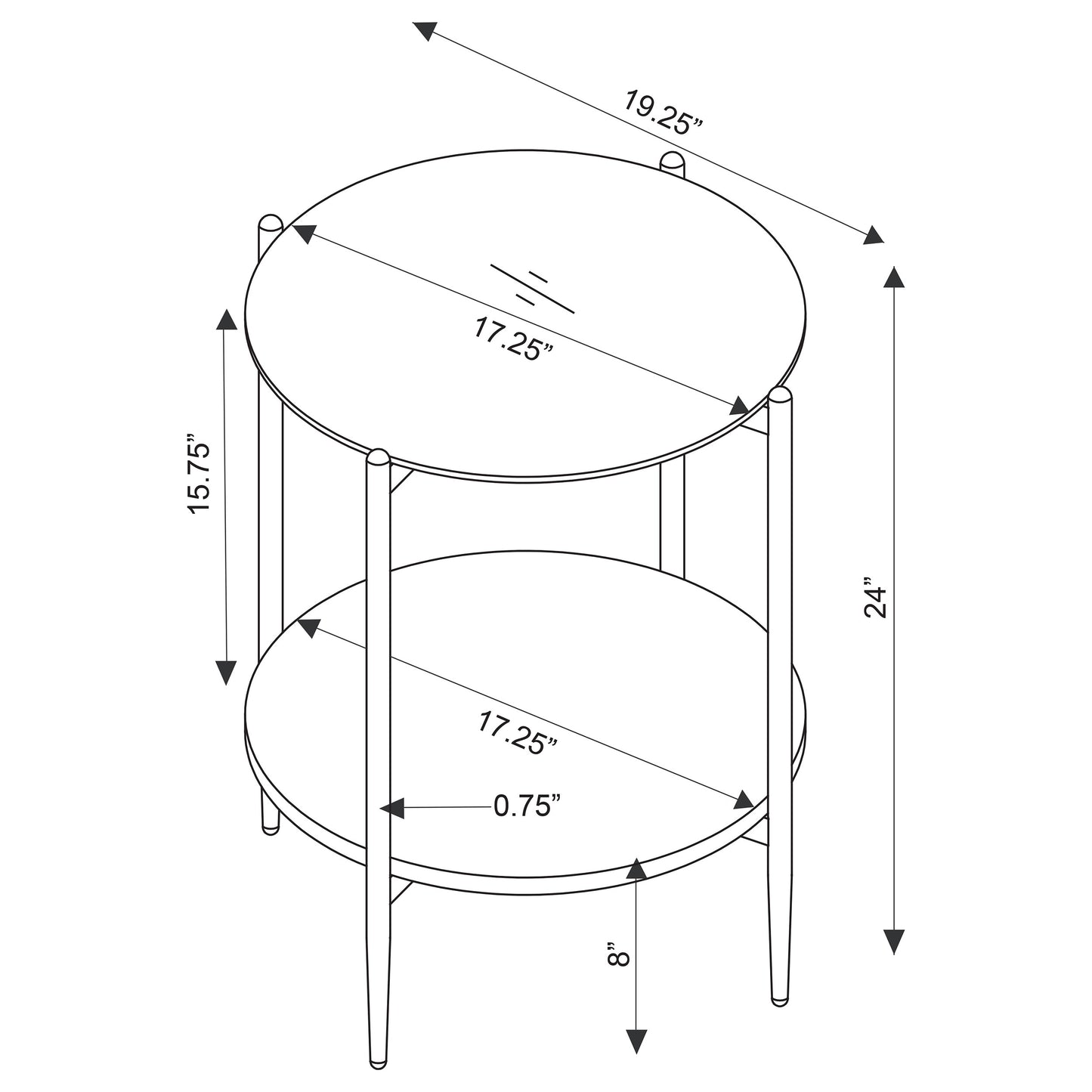 Jonelle 2-piece Round Coffee and End Table Set Gold